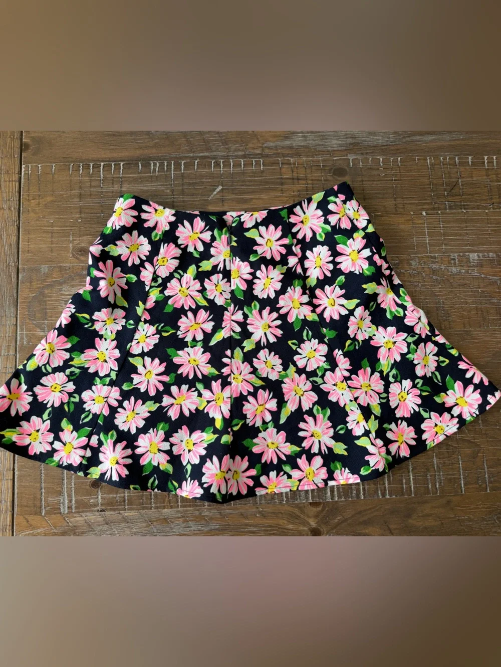 Lush Black Skater Skirt with Pink Floral Print